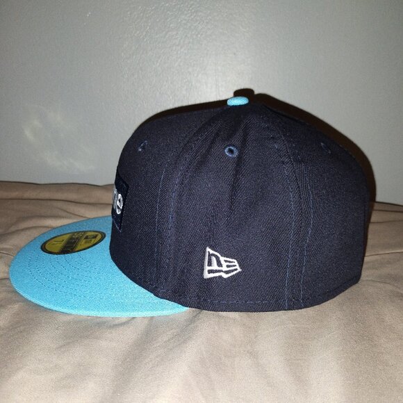 NWT Supreme Box Logo Fitted Hat Blue Size 7 1/4 - Picture 8 of 12